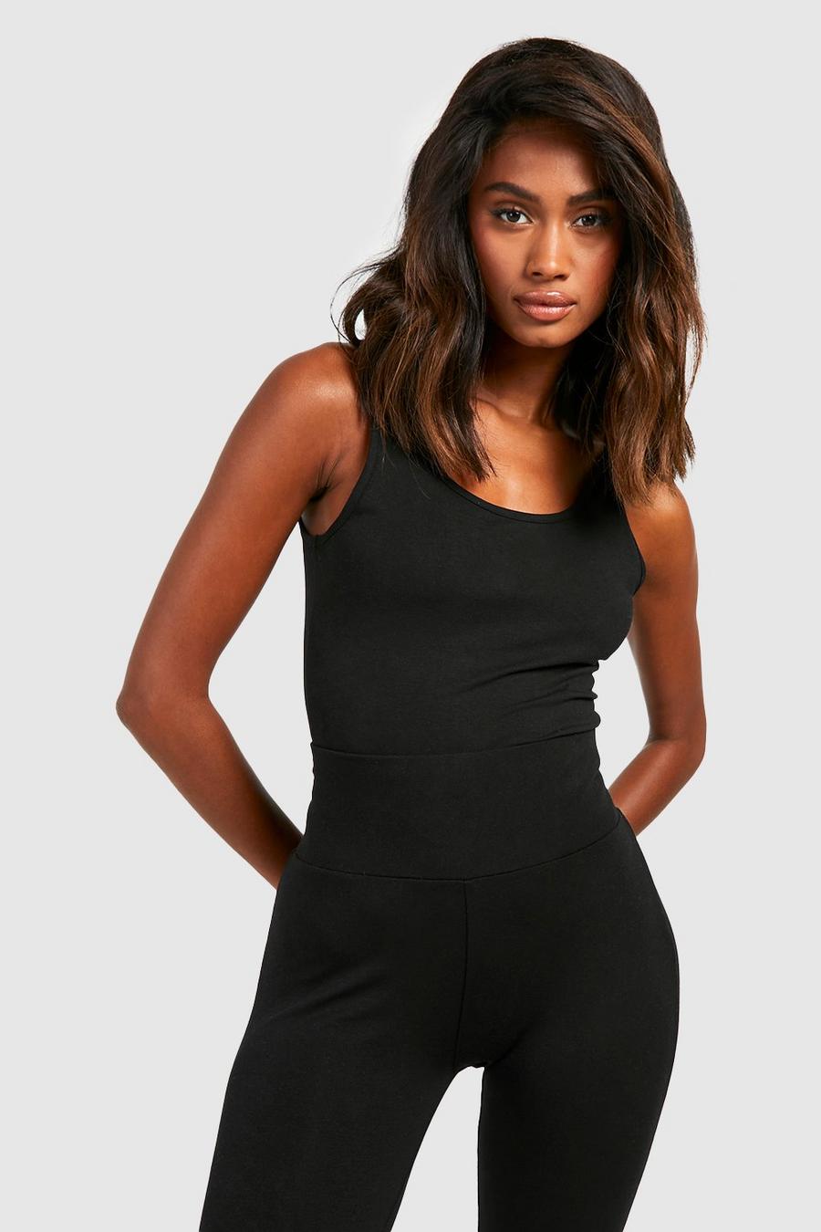 Black negro Premium Super Soft Square Neck Strappy Bodysuit 