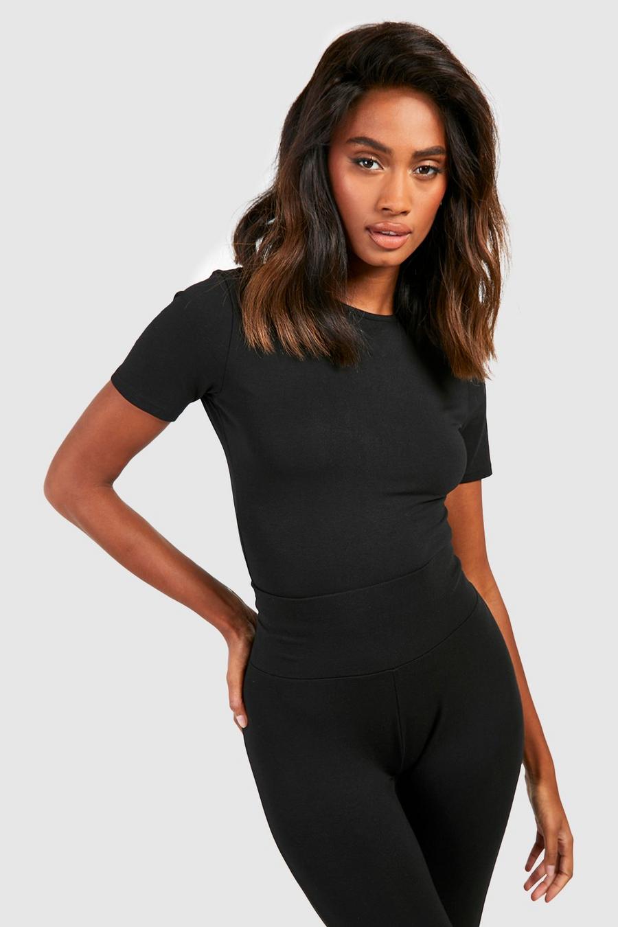 Black Premium Super Soft Crew Neck Short Sleeve Bodysuit  image number 1
