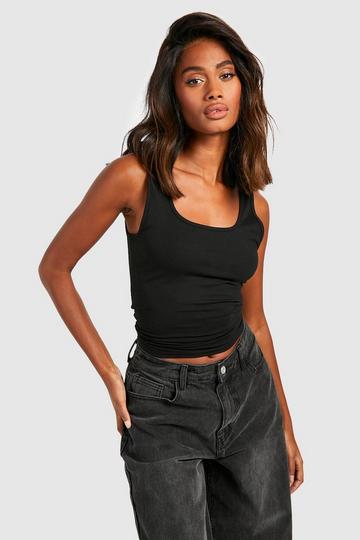 Black Premium Super Soft Wide Strap Square Neck Tank Top