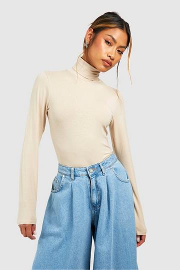 Premium Super Soft Turtleneck Long Sleeve Top stone