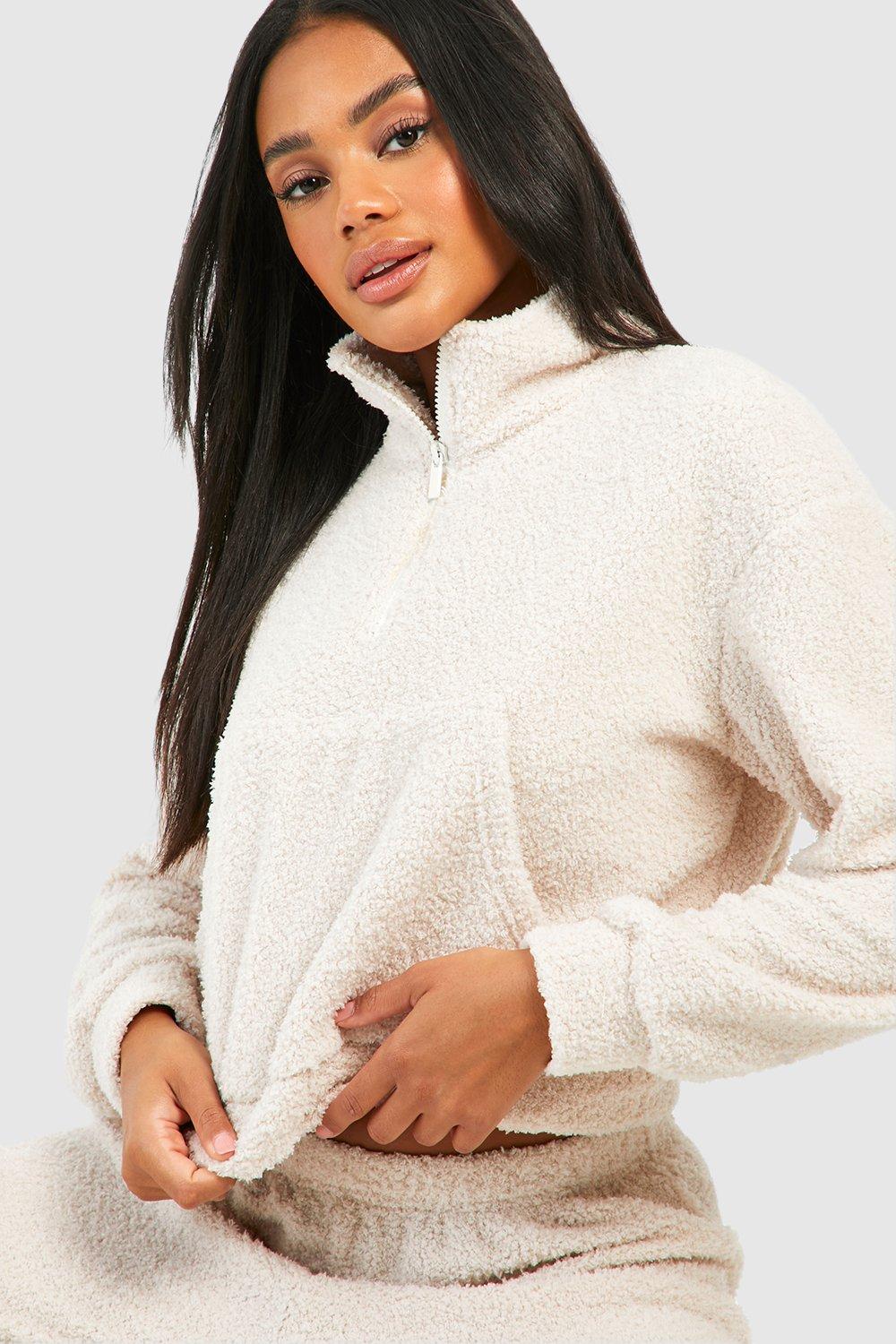 White fluffy cheap quarter zip