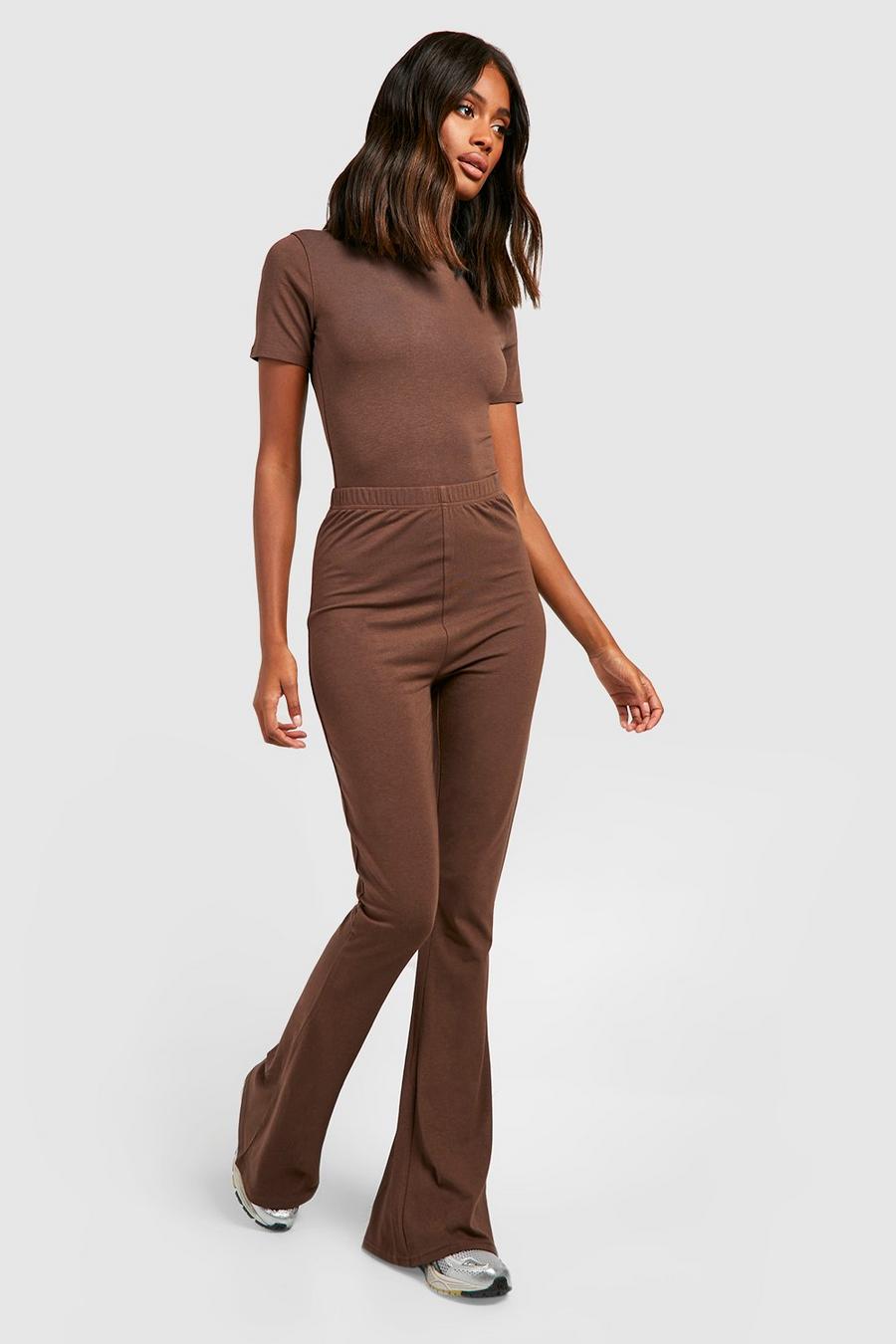 Chocolate Premium Super Soft High Waisted Flares image number 1