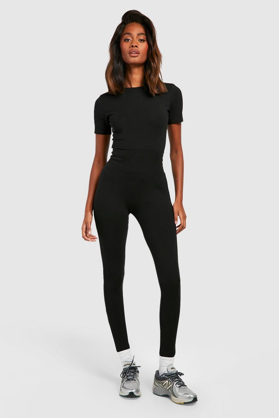 Black Premium Mjuka leggings med hög midja image number 1