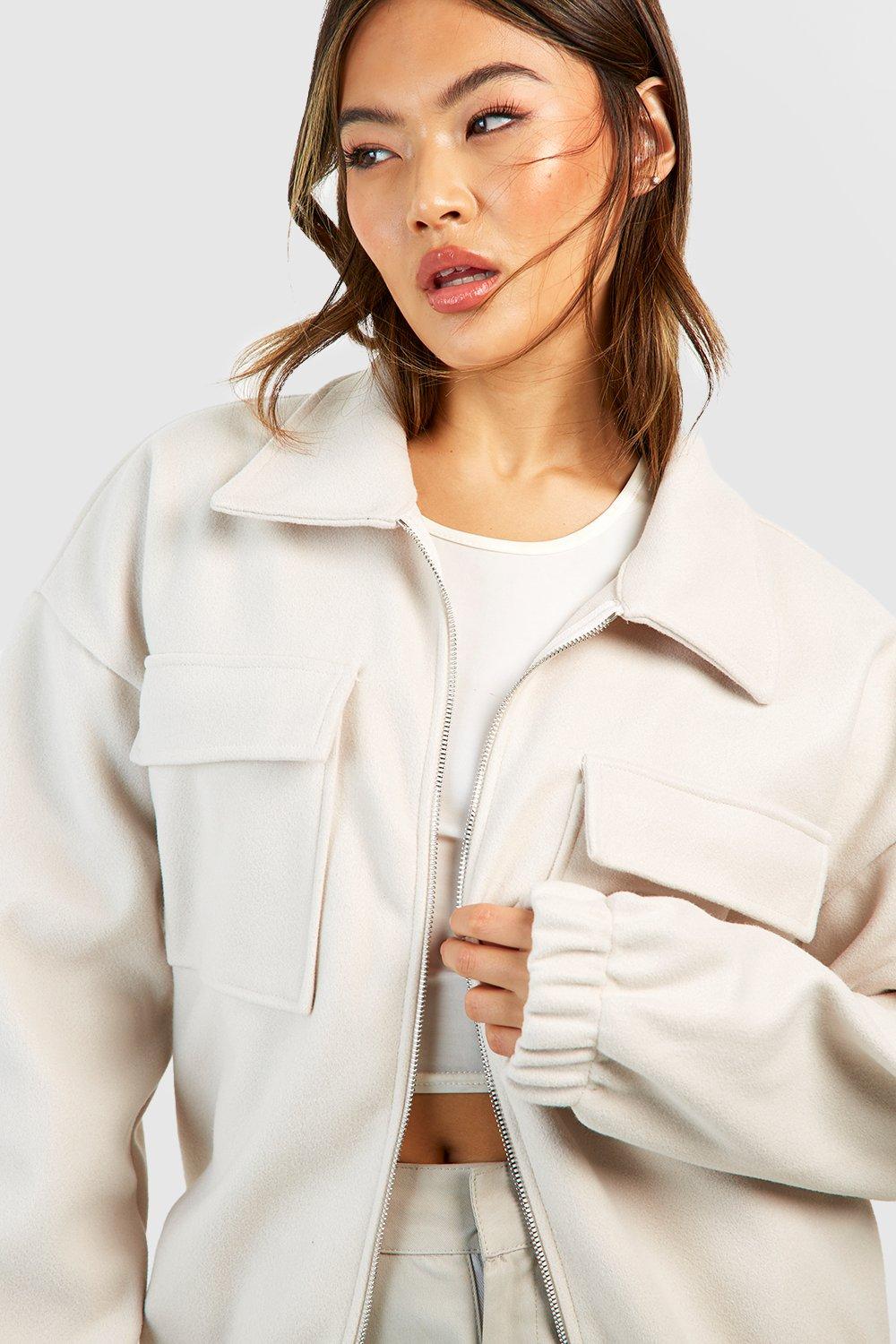 Women's Wool Look Oversized Bomber Jacket