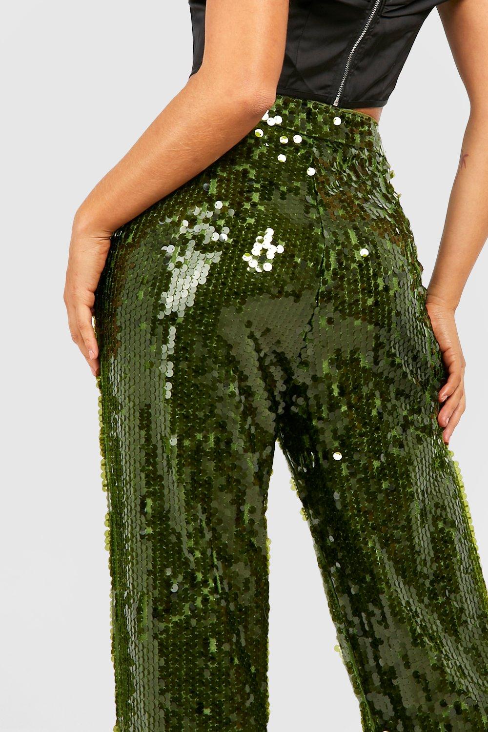 High Waisted Wide Leg Sequin Pants