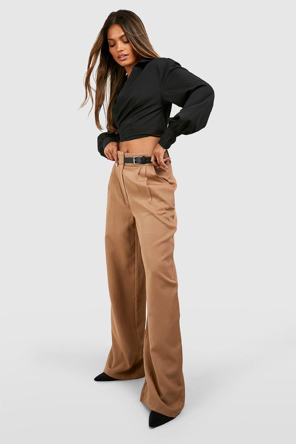 Women's Belted Detail Pleat Front Tailored Trousers