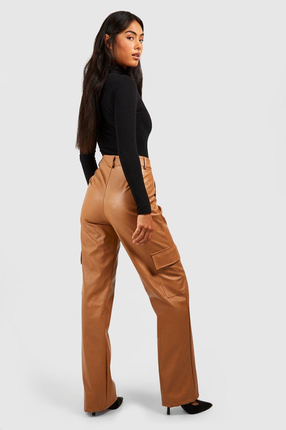 Faux Leather Relaxed Fit Cargo Pants