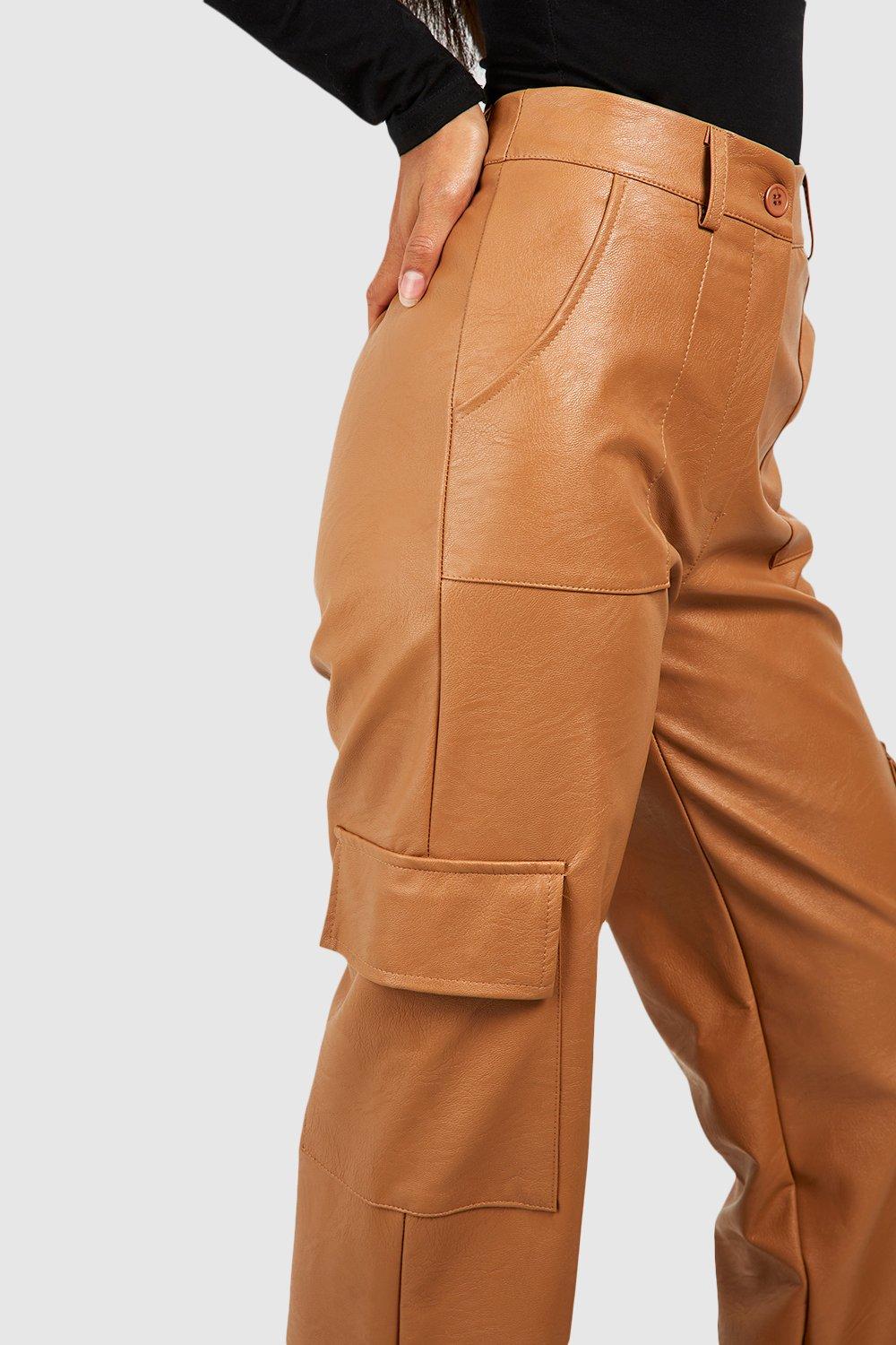 Faux Leather Relaxed Fit Cargo Pants