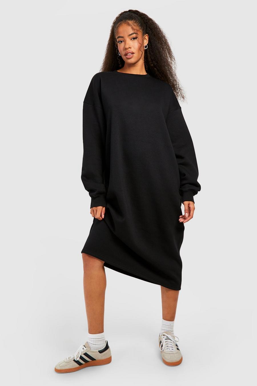 Super Oversize Sweatshirt-Midikleid, Black