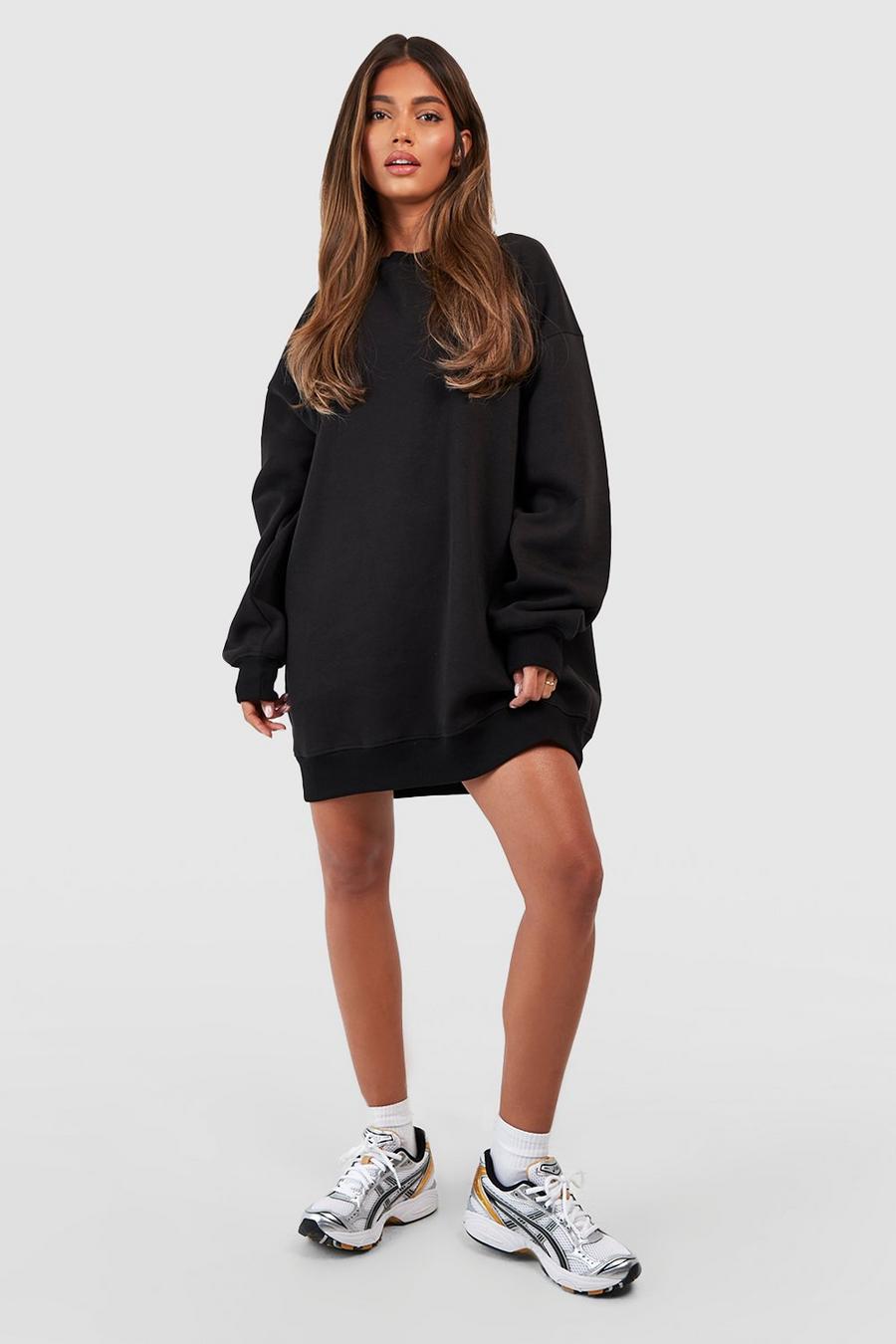 Robe oversize en sweat, Black