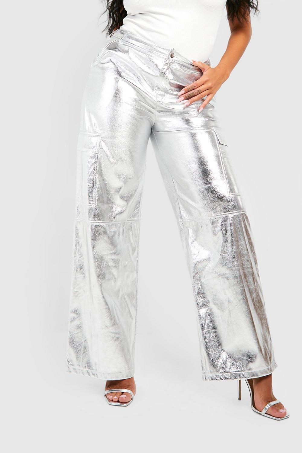 Metallic wide 2025 leg pants