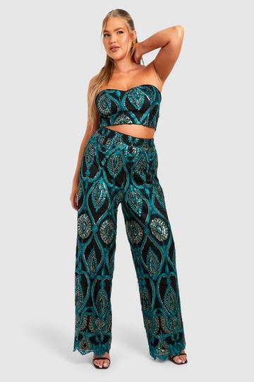 Plus Demask Wide Leg Pants black