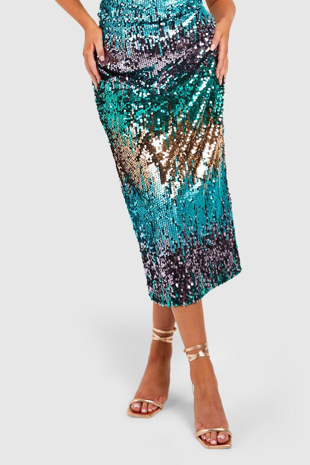 Sequin pencil shop skirt boohoo