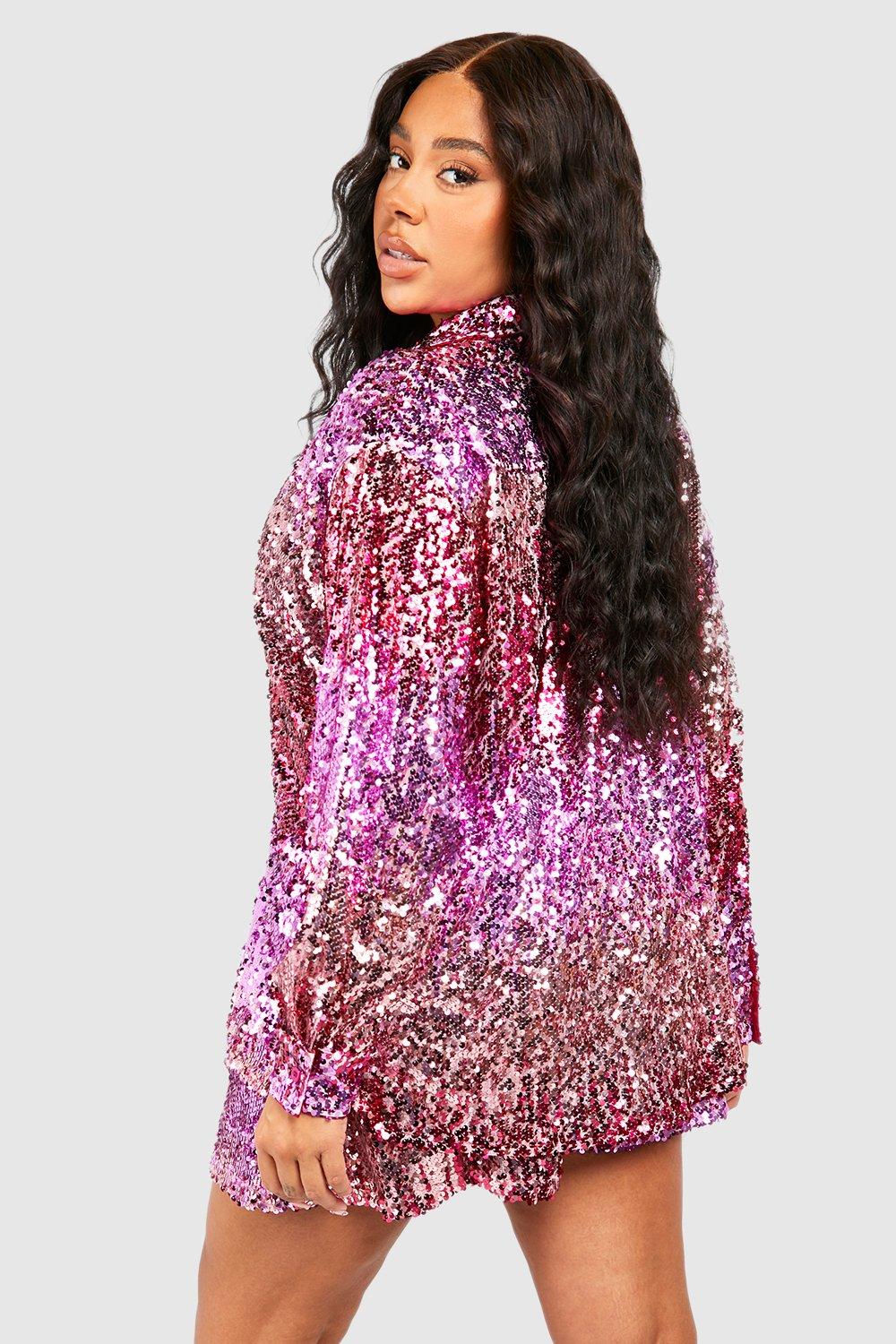 Plus Size Light Pink / Royal Sequin Jersey OSFM Size XL-3XL Jack and Jill  of America 
