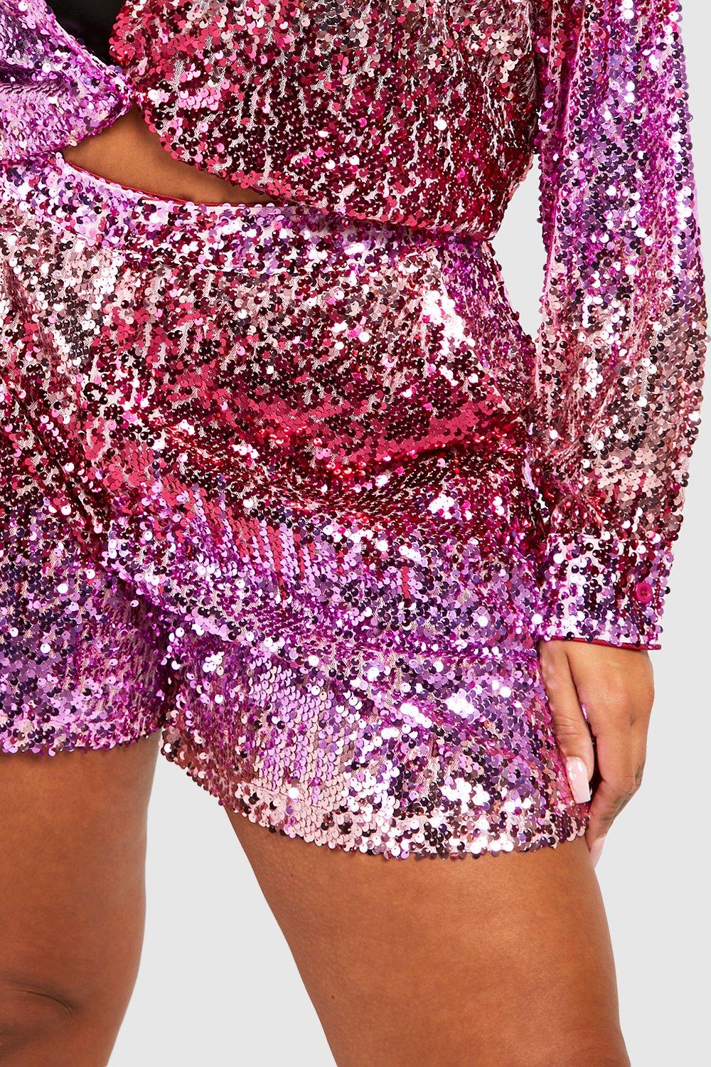 Plus Ombre Sequin Flippy Short