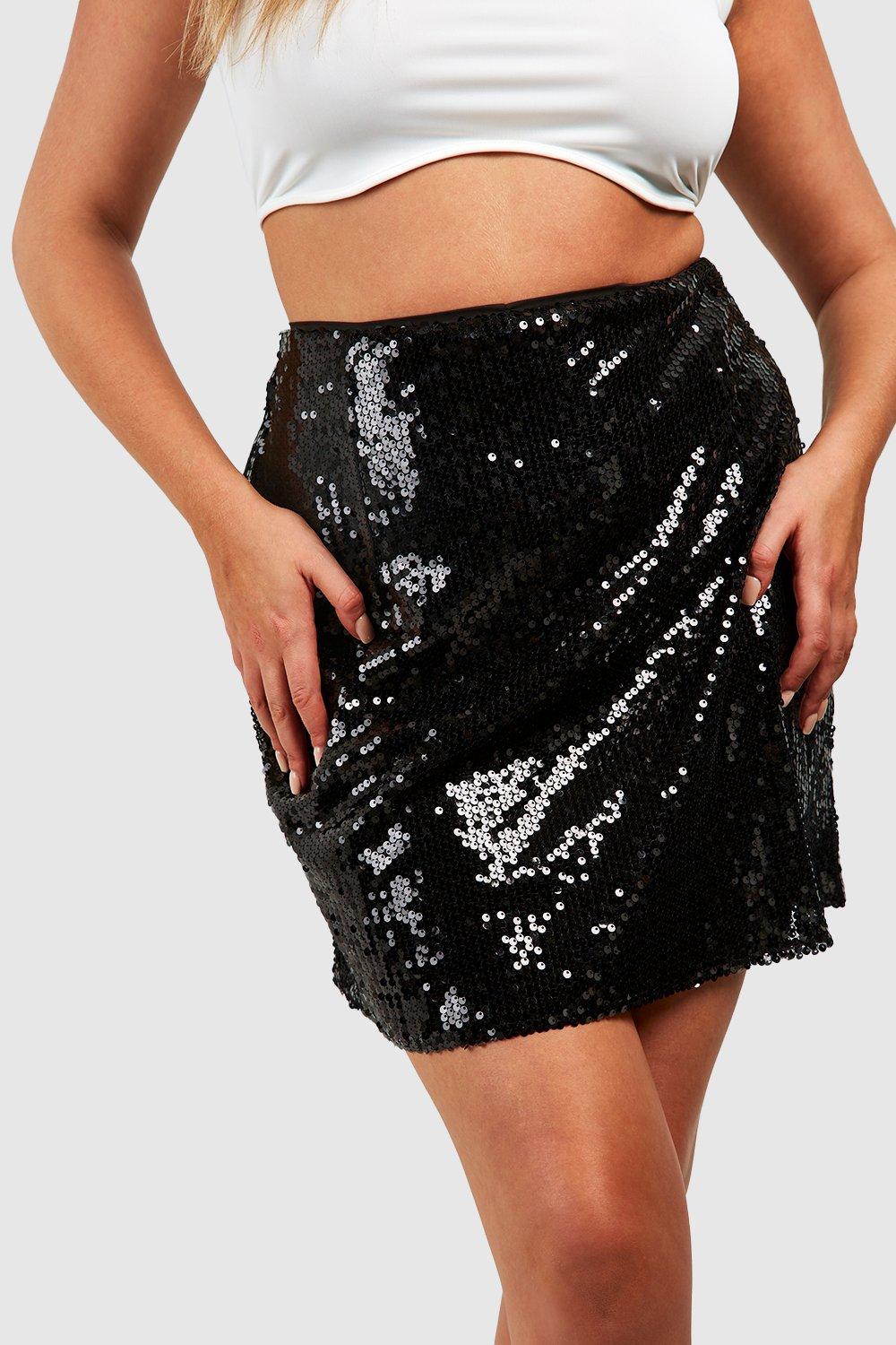 Short black sale sequin skirt