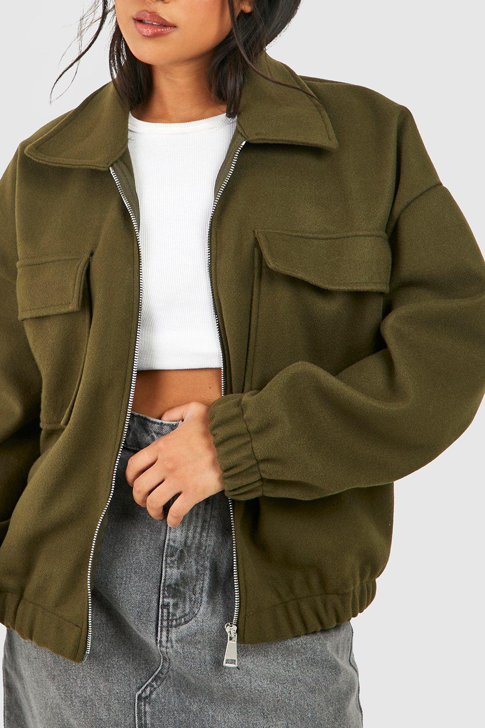 Khaki on sale jacket boohoo