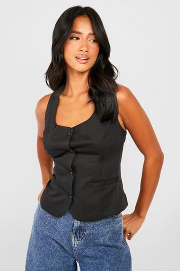 Petite Square Neck Waistcoat black
