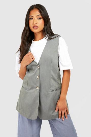 Grey Petite Relaxed Oversized Vest