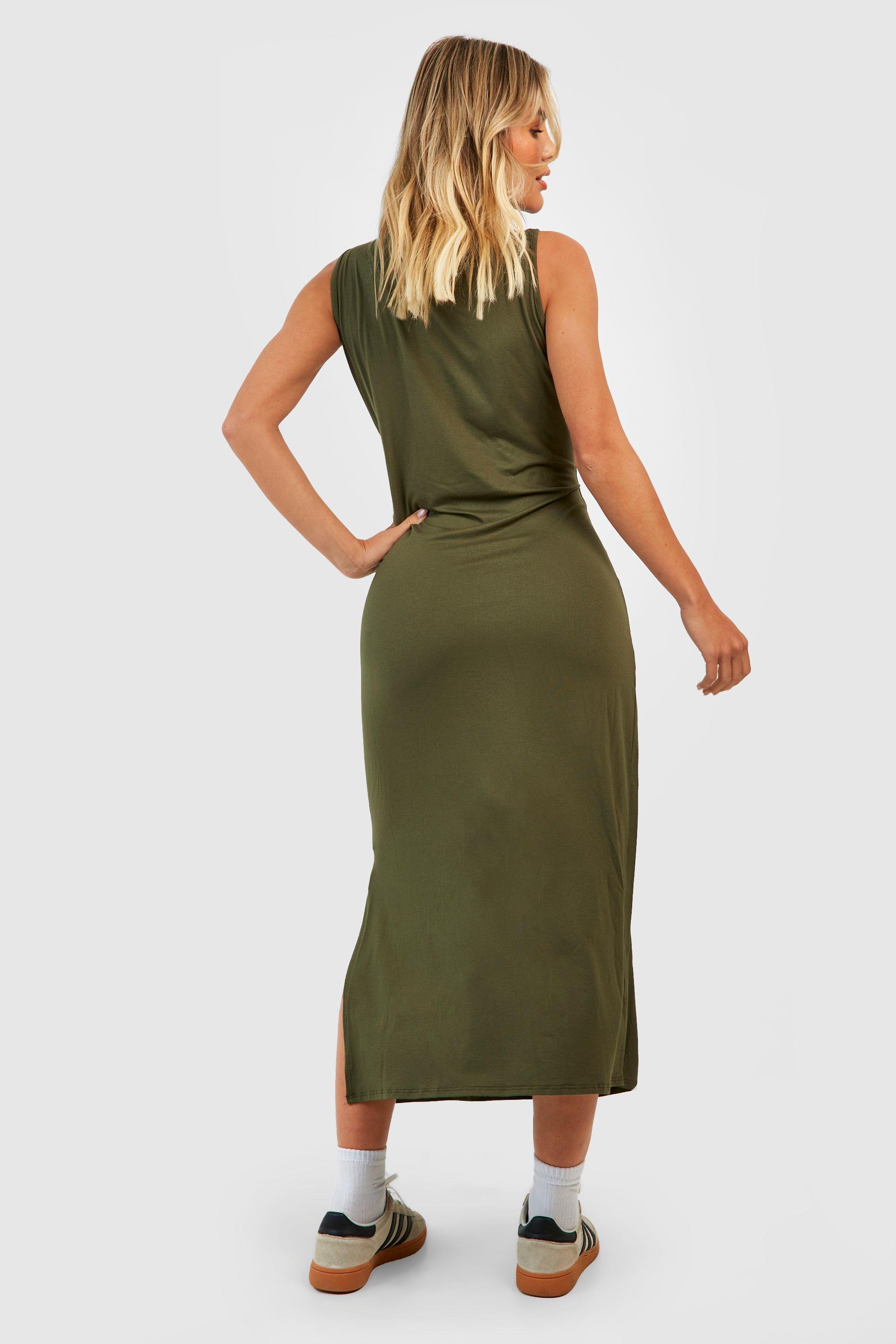 Jersey split cheap midi dress