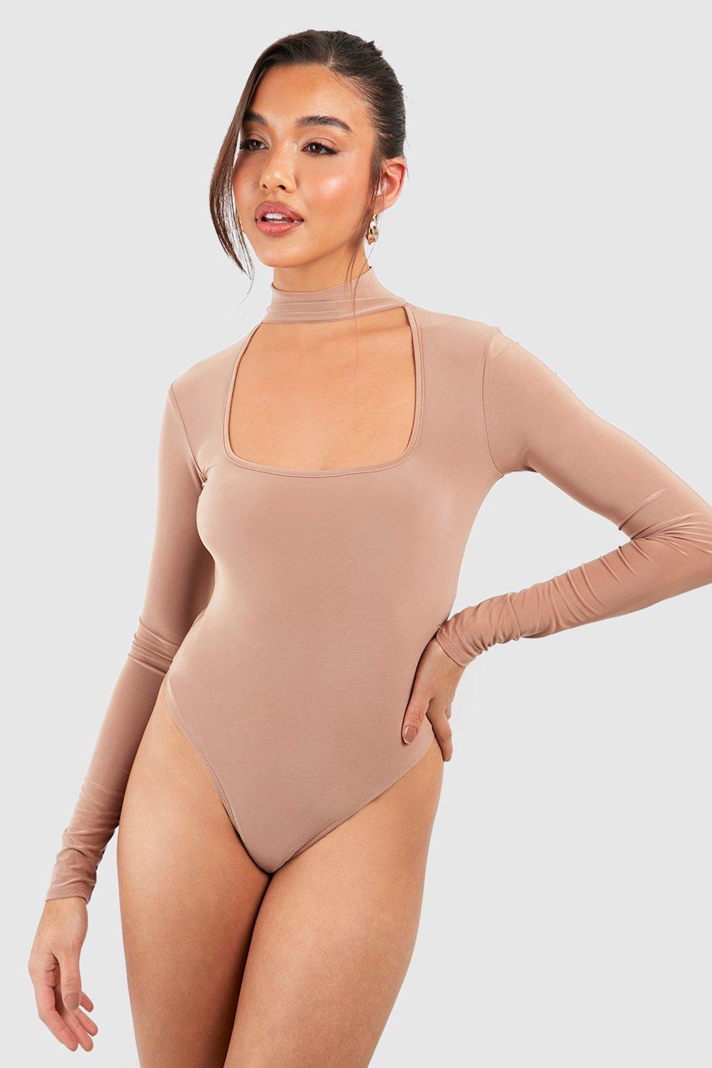 Choker Detail Long Sleeve Slinky Bodysuit