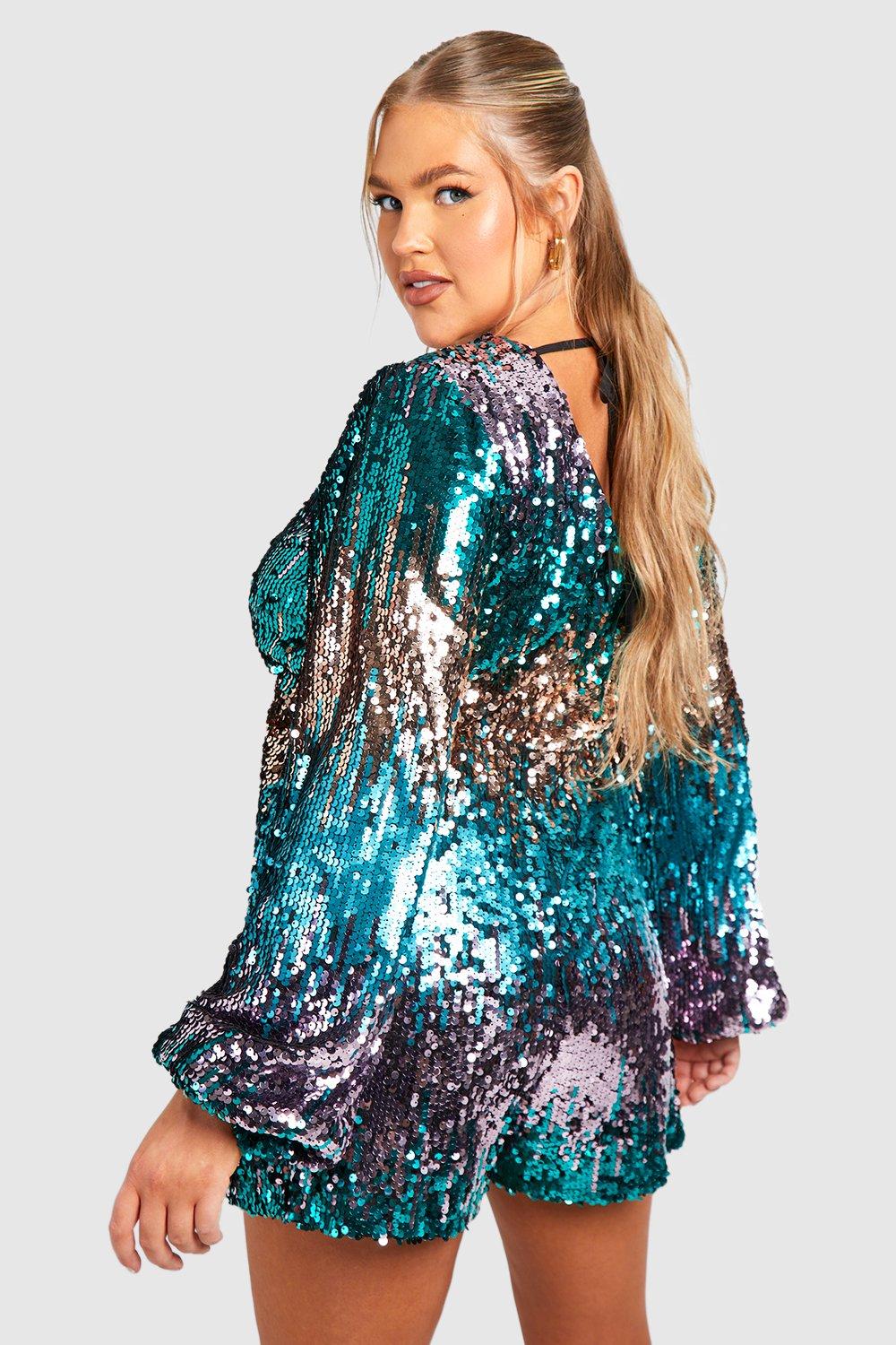 Sequin store playsuit boohoo