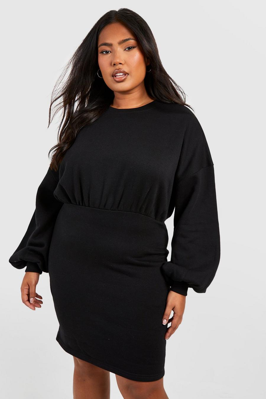 Black Plus Crew Neck Fitted Sweat Dress image number 1
