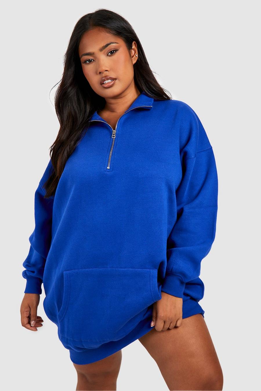 Cobalt Plus High Neck 1/2 Zip Fitted Sweat Dress image number 1