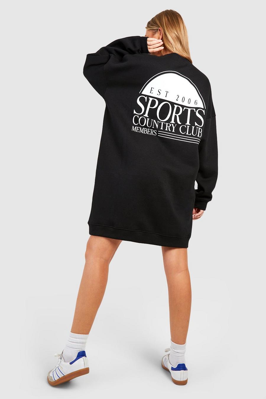Plus Oversize Sports Club Sweatshirt-Kleid, Black image number 1