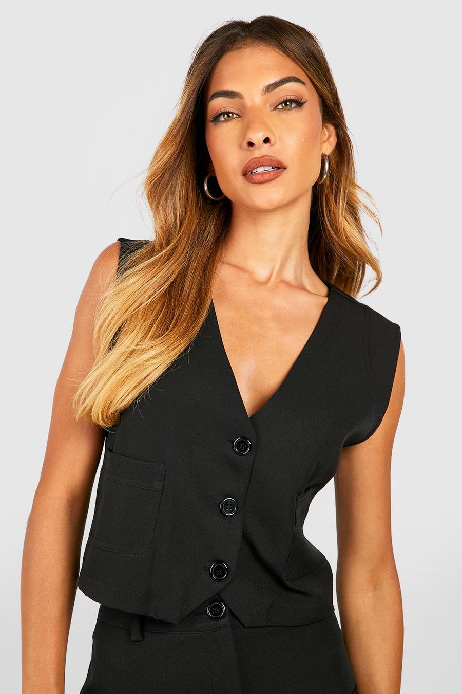 Black Button Front Waistcoat image number 1