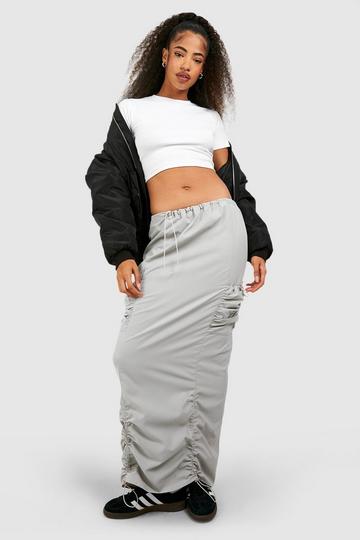 Ruched Parachute Maxi Skirt stone