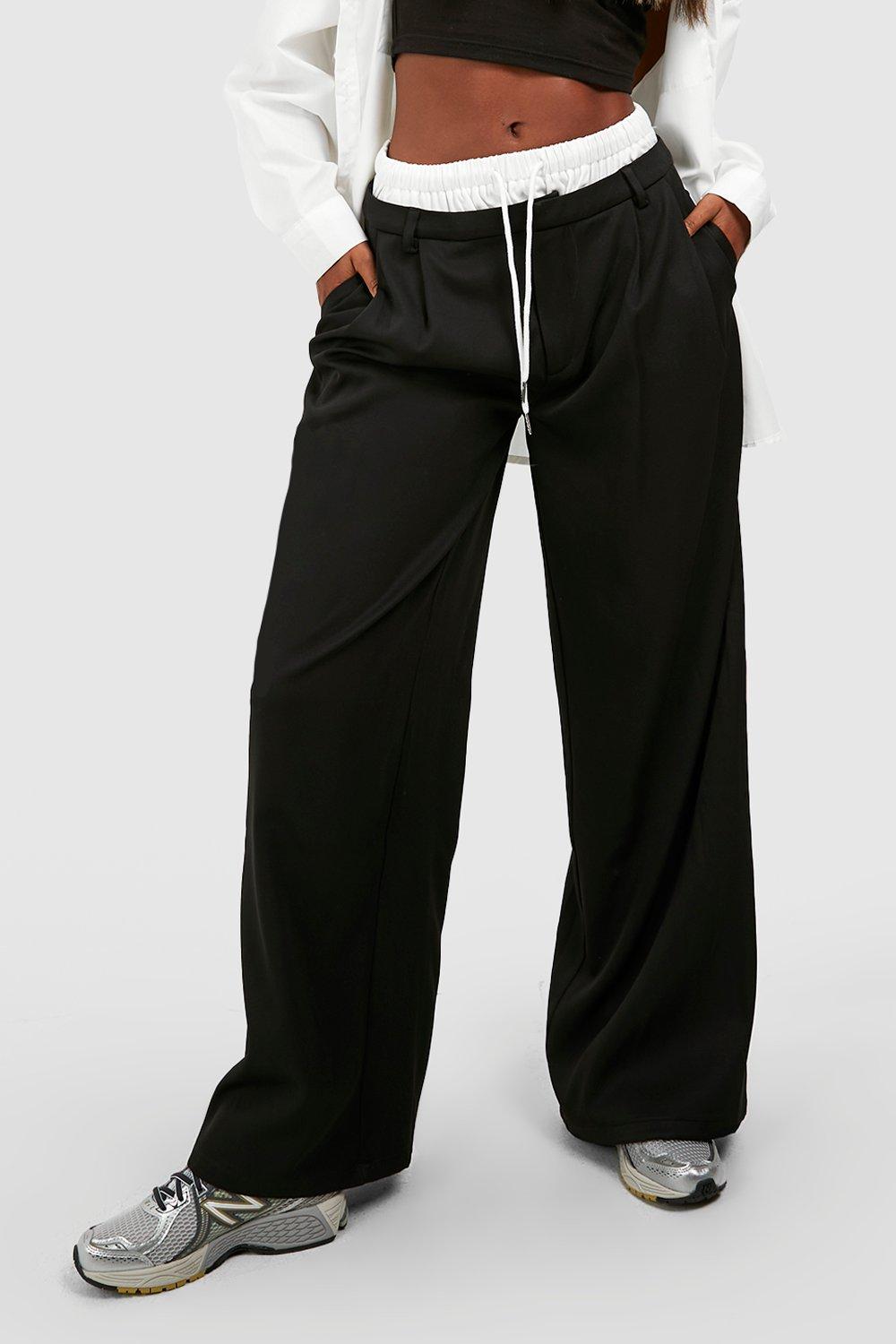 Boxer Waistband Wide Leg Pants | boohoo USA