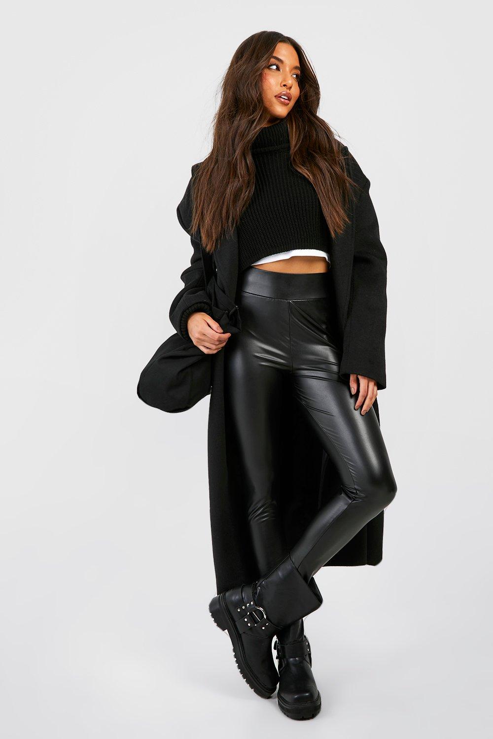 Black Stretchy Faux Leather Leggings