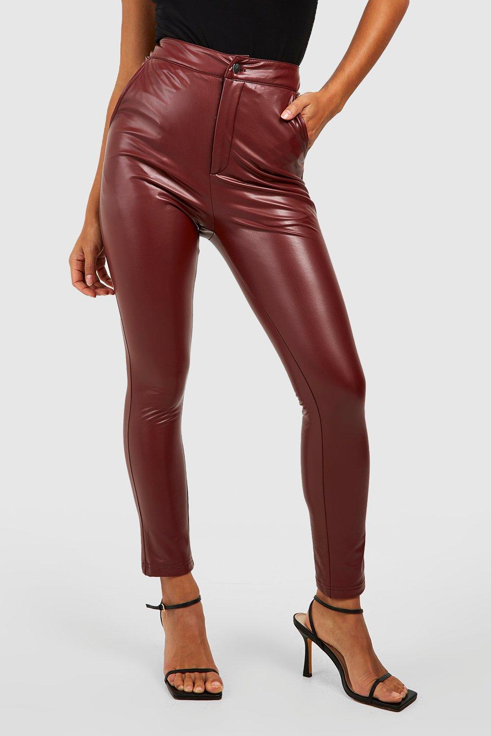 Women's Leather Pants Stretch Skinny Fit Pants with Leather Effect Faux Leather  Pants PU Leather Pants Women's Sports Pants Biker Pants (Color : Red Wine,  Size : 3X-Large) : : Clothing, Shoes