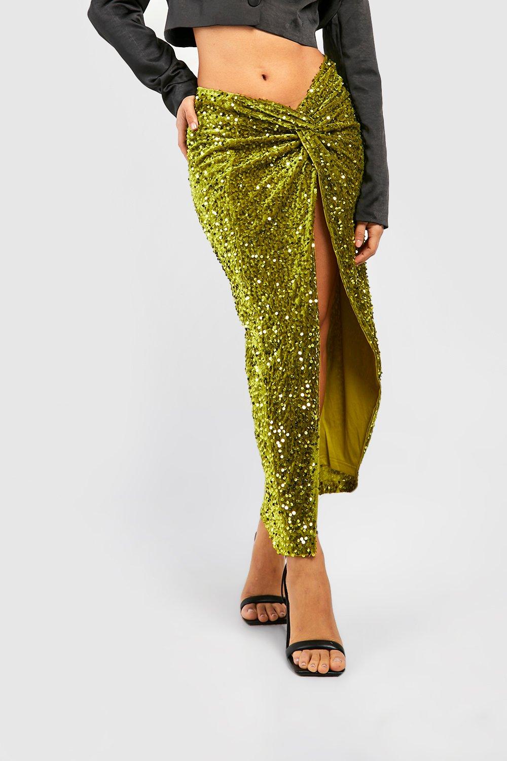 Sequin midi hotsell skirt boohoo