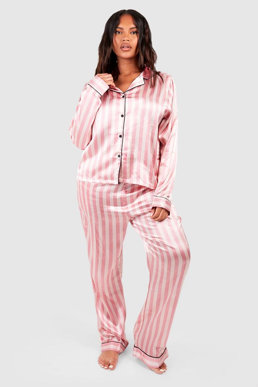 Pink Plus Candy Stripe Pj Trouser Set 
