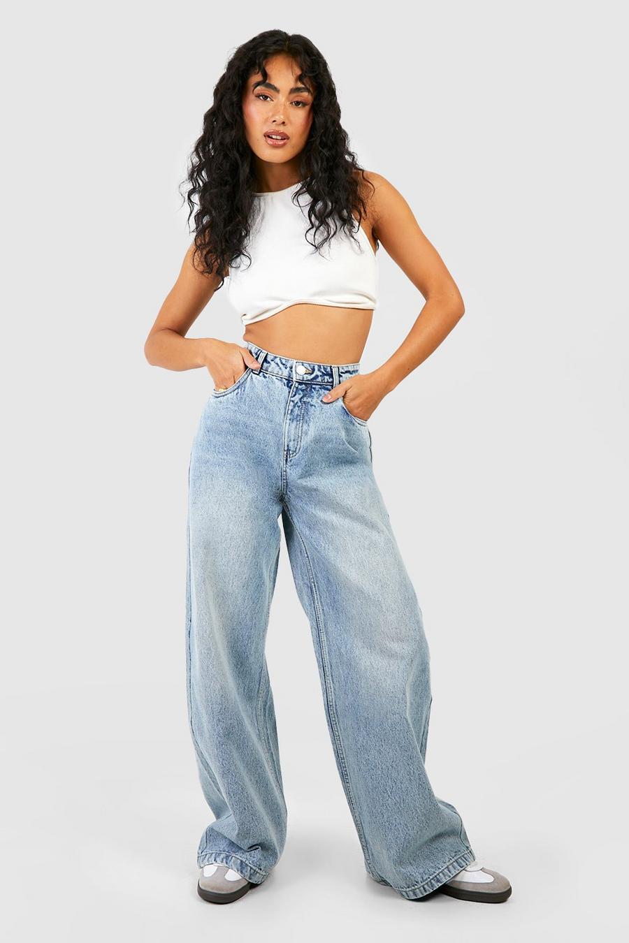Vintage Wash Relaxed Straight Leg Jeans