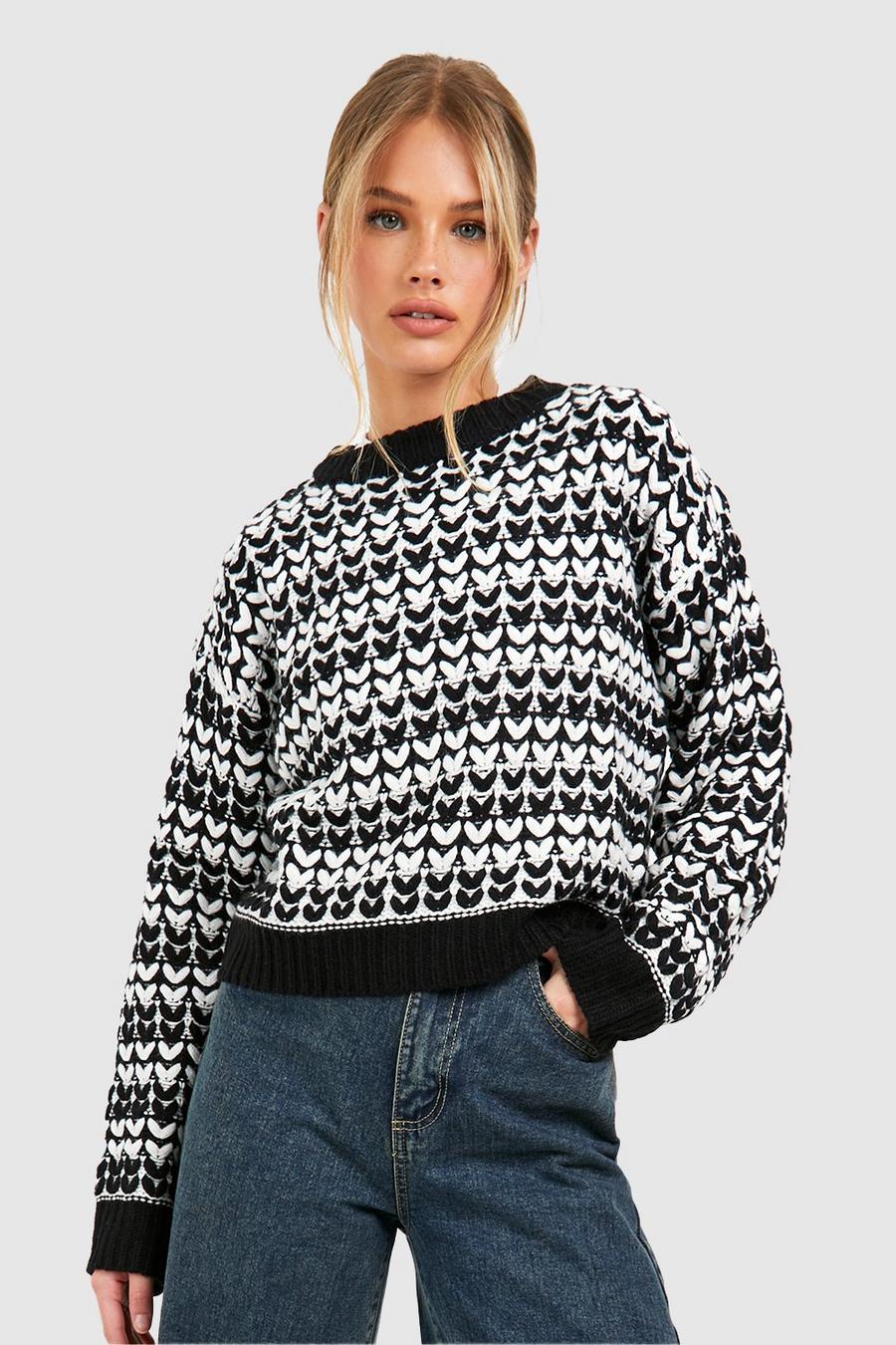 Black Chunky Top Stitch Jumper image number 1