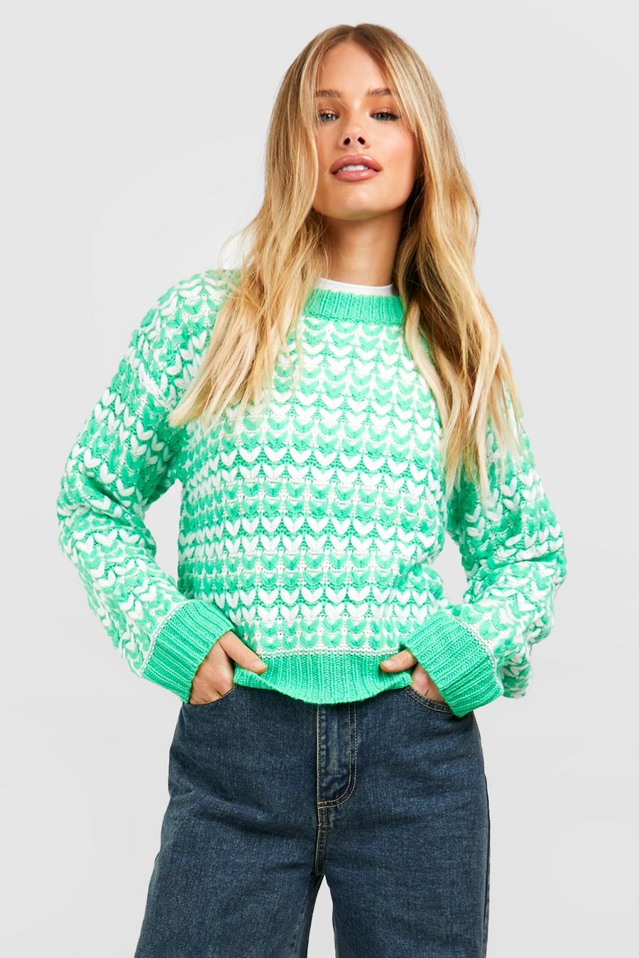 Green Chunky Top Stitch Sweater image number 1