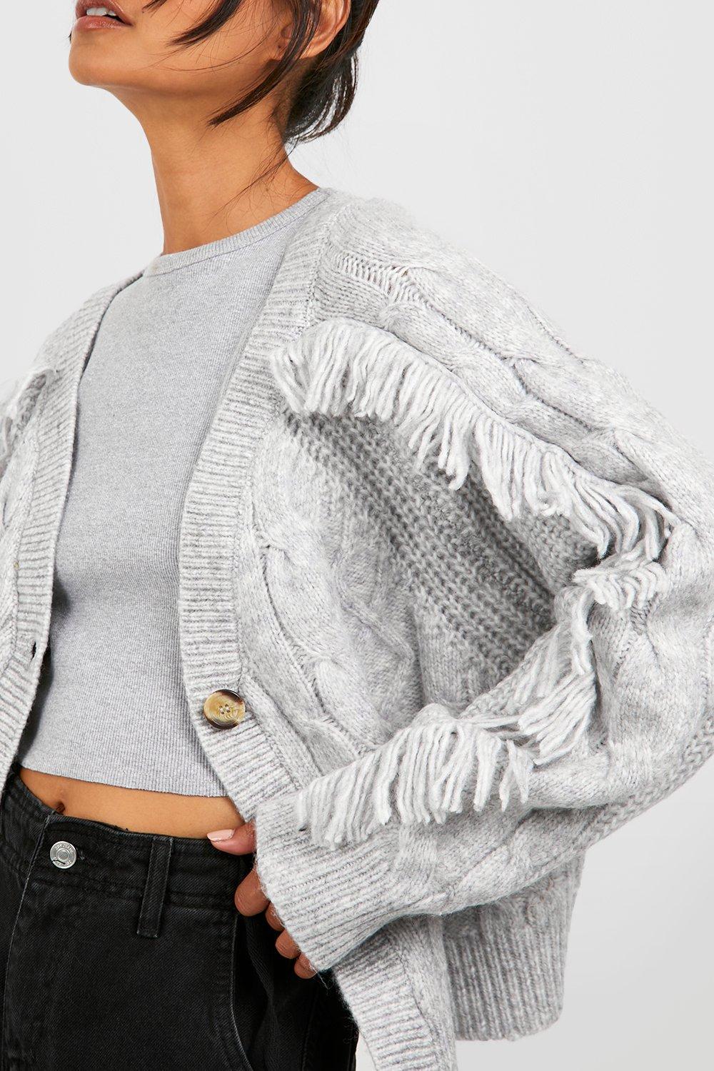 Grey hot sale cardigan cropped