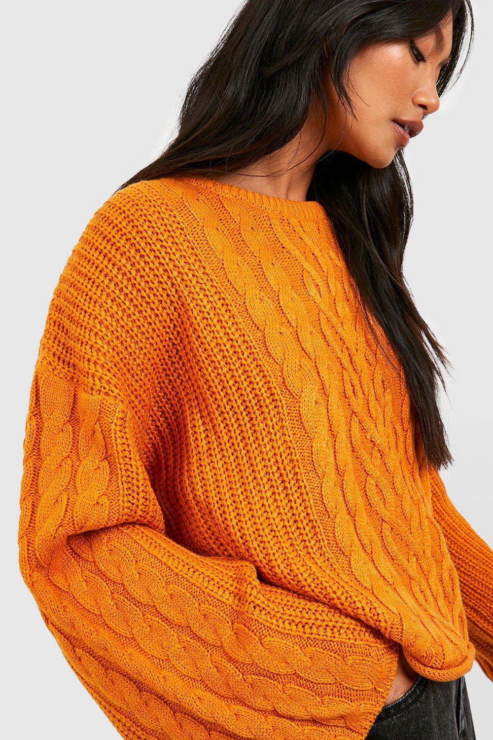 Wide Cable Sleeve Jumper boohoo