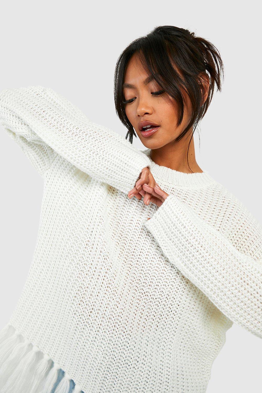 Fringe Hem Jumper boohoo IE