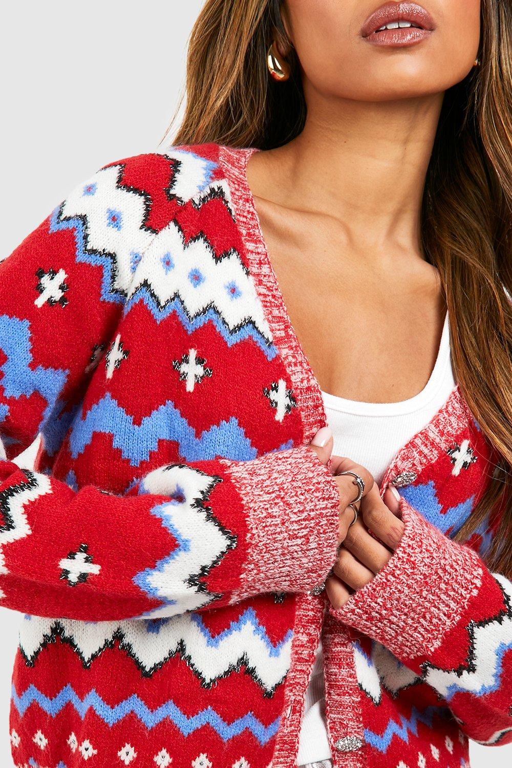 Women's Vintage Style Soft Knit Fairisle Cardigan | Boohoo UK