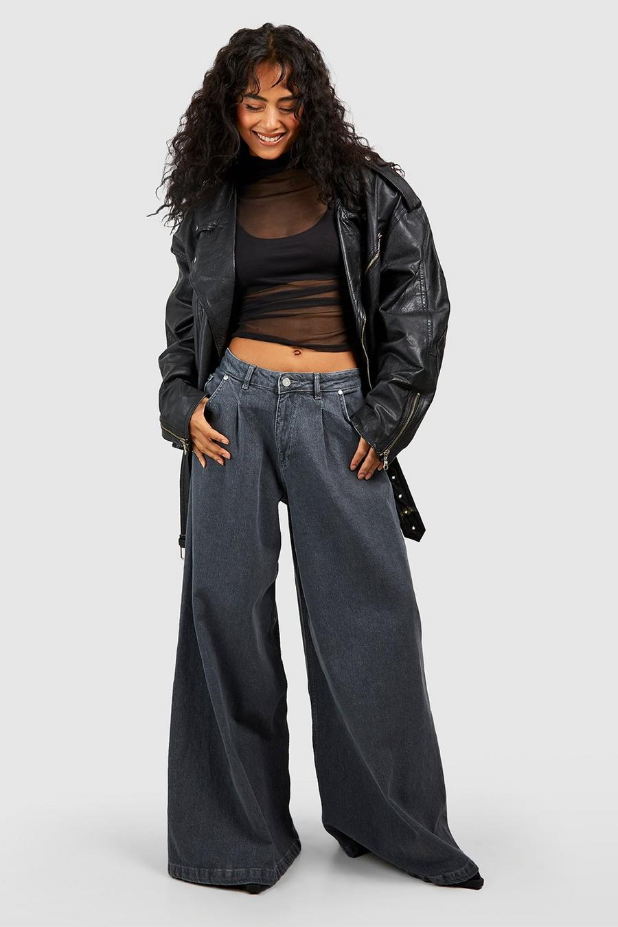 Grey Extreem Wide Leg Jeans image number 1