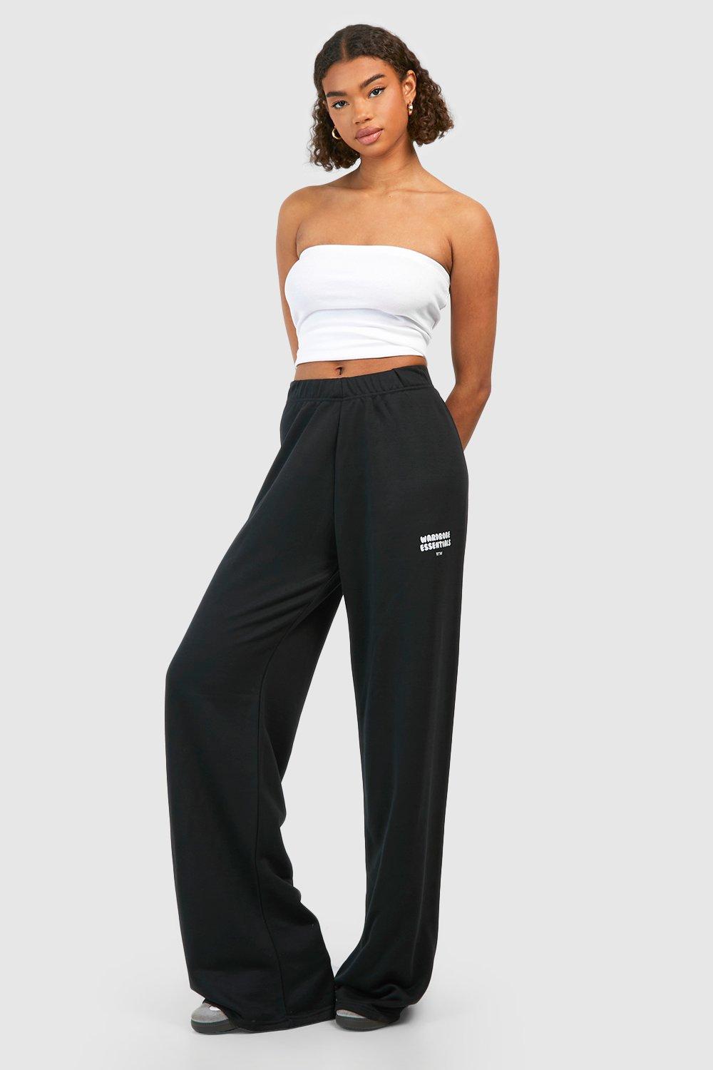 Women's Black Tall Wardrobe Essentials Printed Wide Leg Jogger