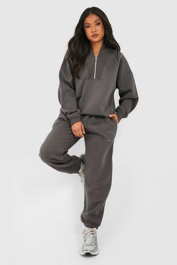 Petite Half Zip Seam Detail Tracksuit charcoal