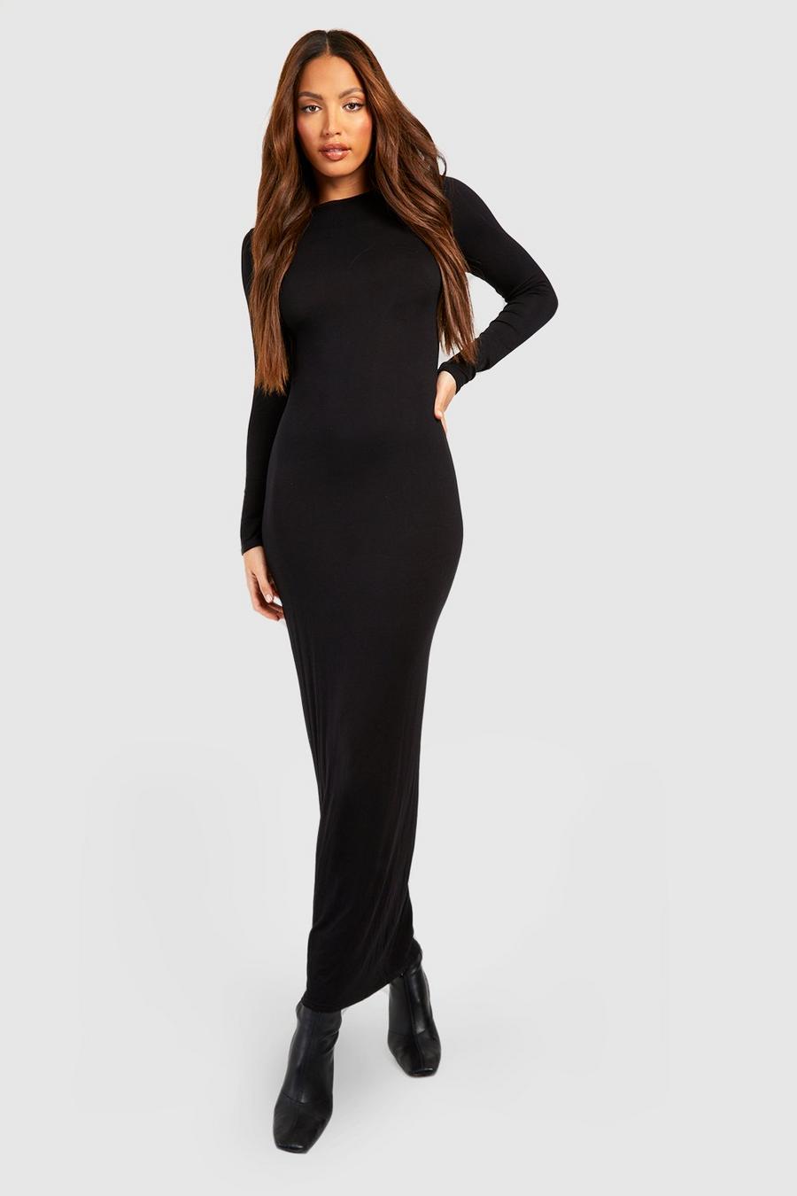 Black Tall Basic Longsleeve Sleeve Maxi Dress