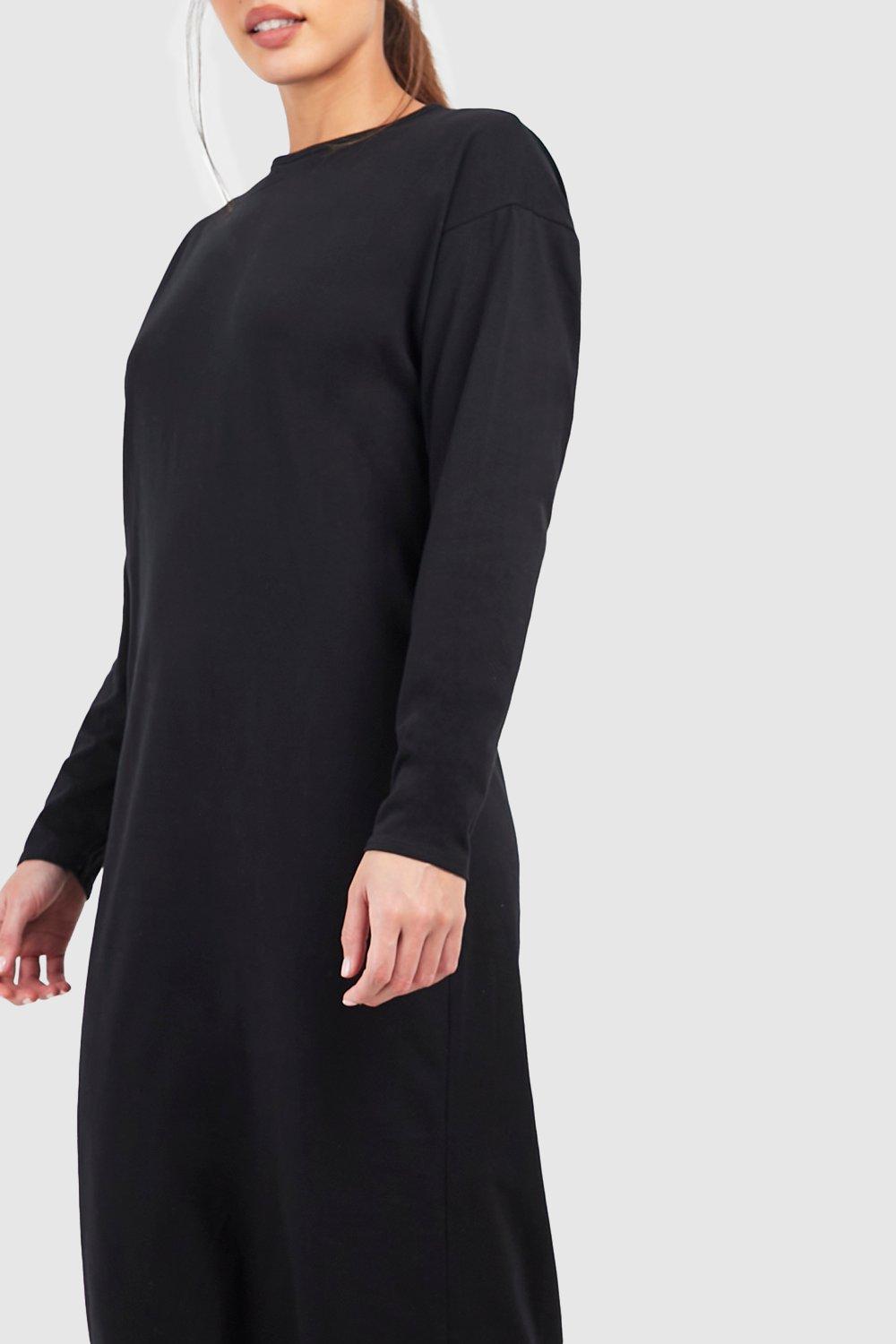 Long sleeve hotsell black cotton dress