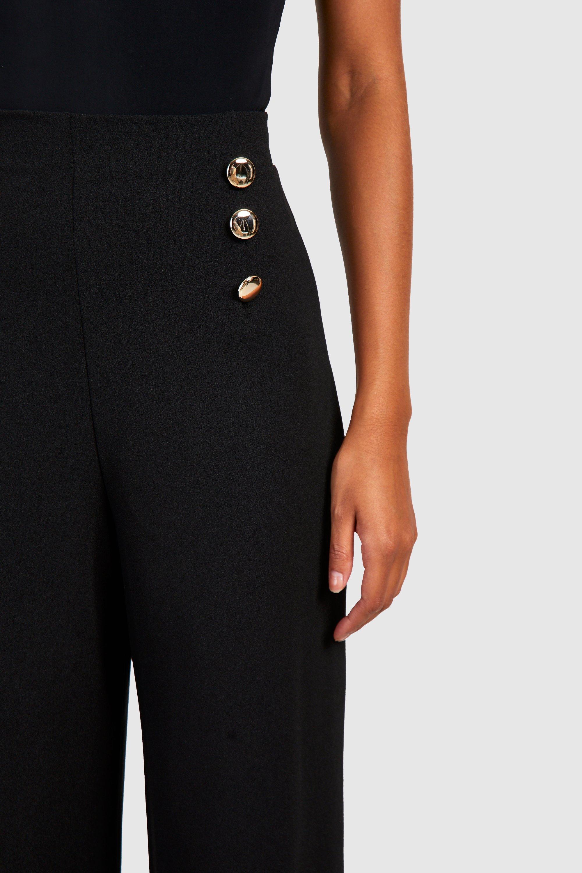 Tall Button High Waist Dress Pants