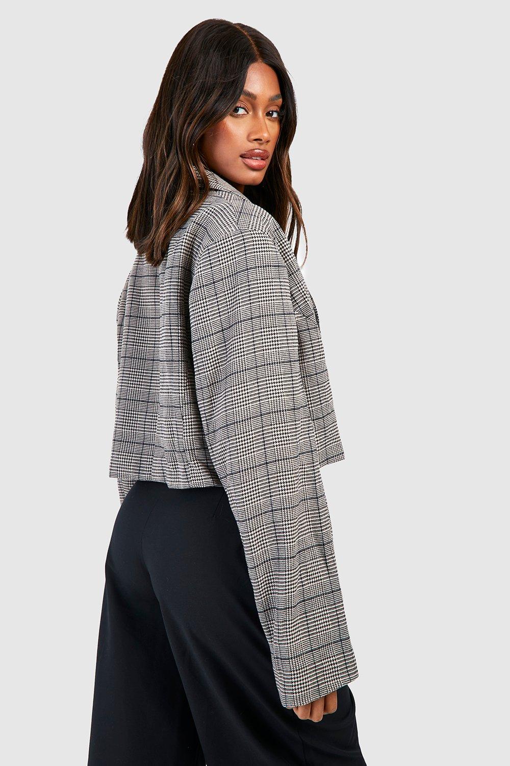 Heritage Check Boxy Cropped Blazer | boohoo